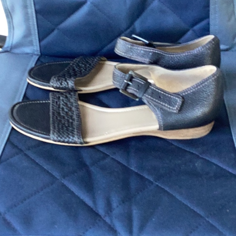 Black Leather Ecco Sandals View 2